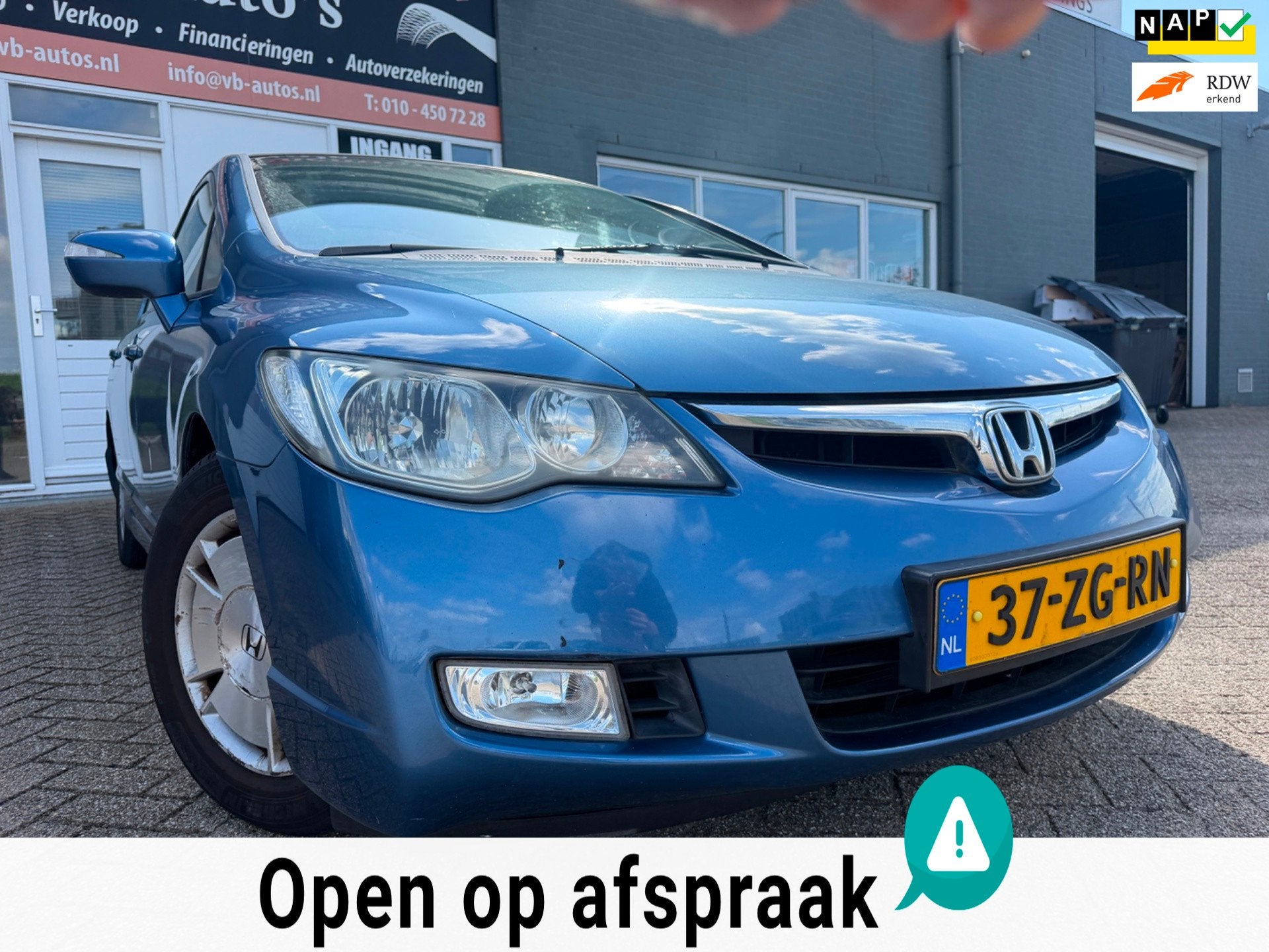 Honda Civic 1.3 Hybrid Comfort in automaat met cruise contro, Stof, Gebruikt, Zwart, Blauw