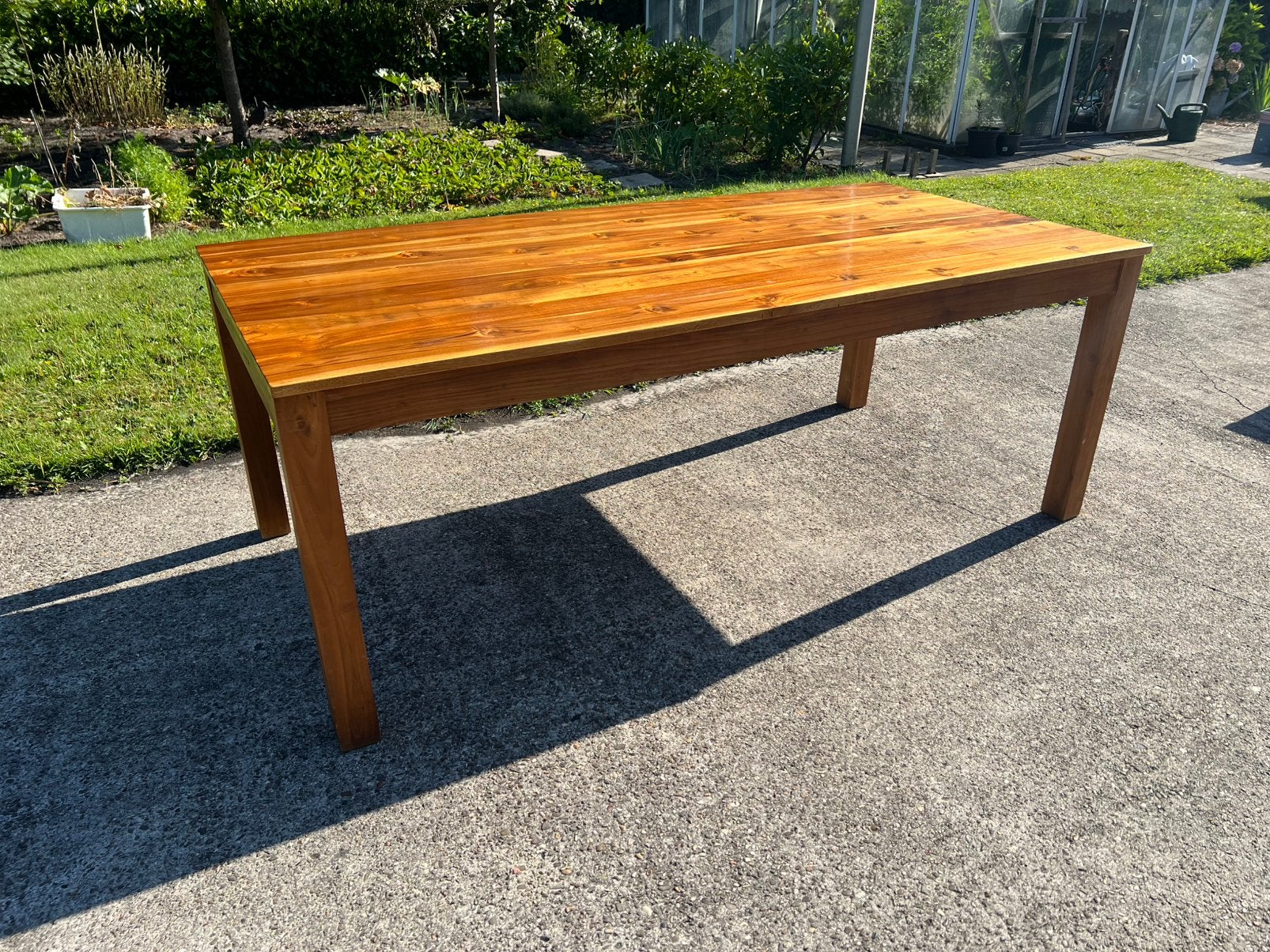 Teakhouten eetkamertafel, Ophalen, 200 cm of meer, 50 tot 100 cm, Zo goed als nieuw