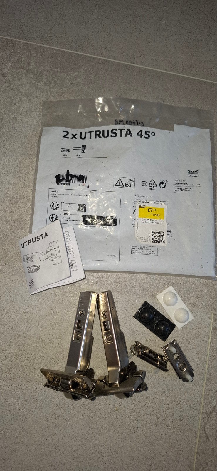 2x Ikea Utrusta 45 scharnieren voor hoekkasten, Ophalen, Zo goed als nieuw, Overige typen