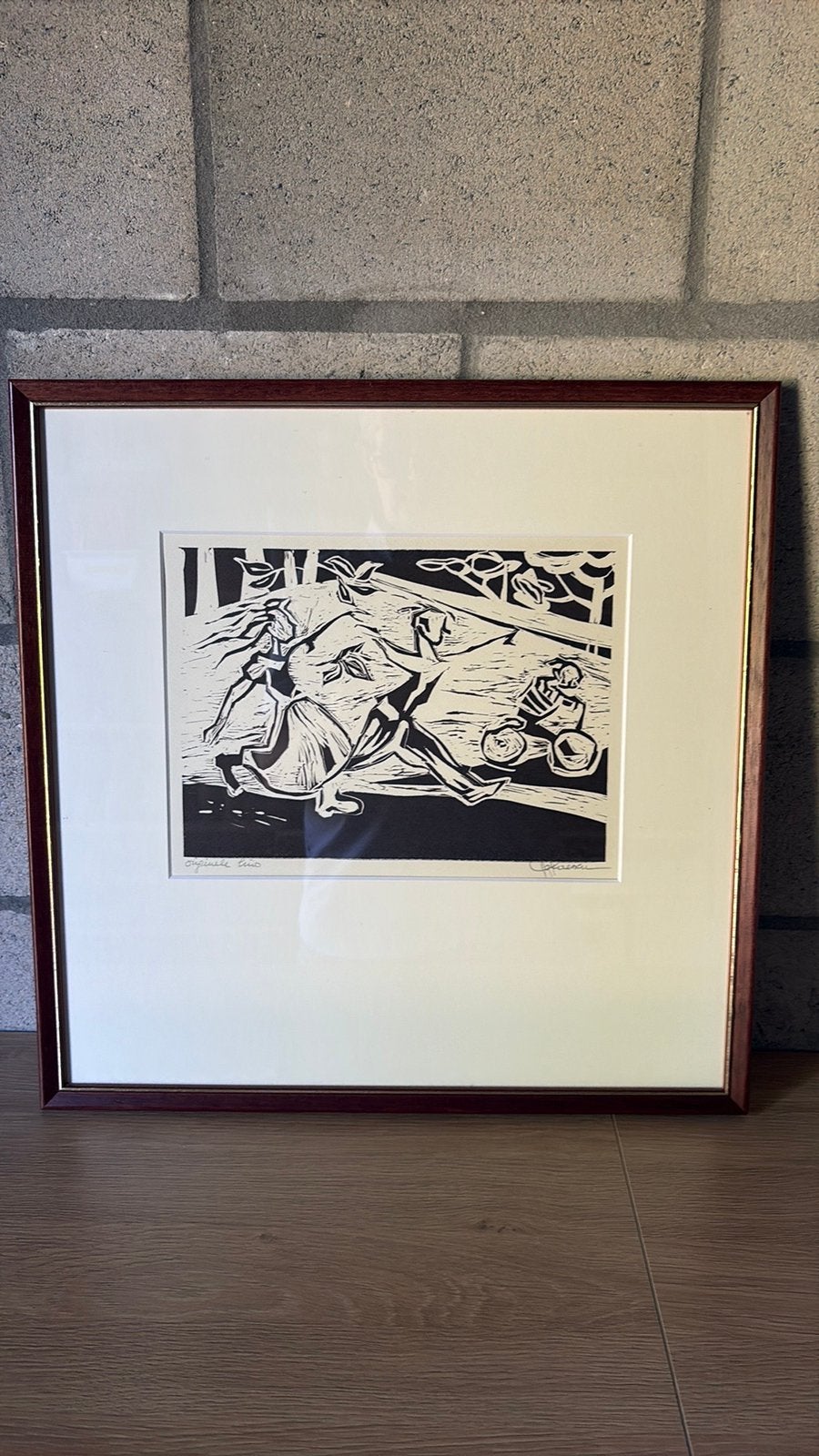 Originele linosnede Agy Claessen (1999), Personages en Fantasiefiguren, Ingelijst, Ophalen of Verzenden, Lithografie