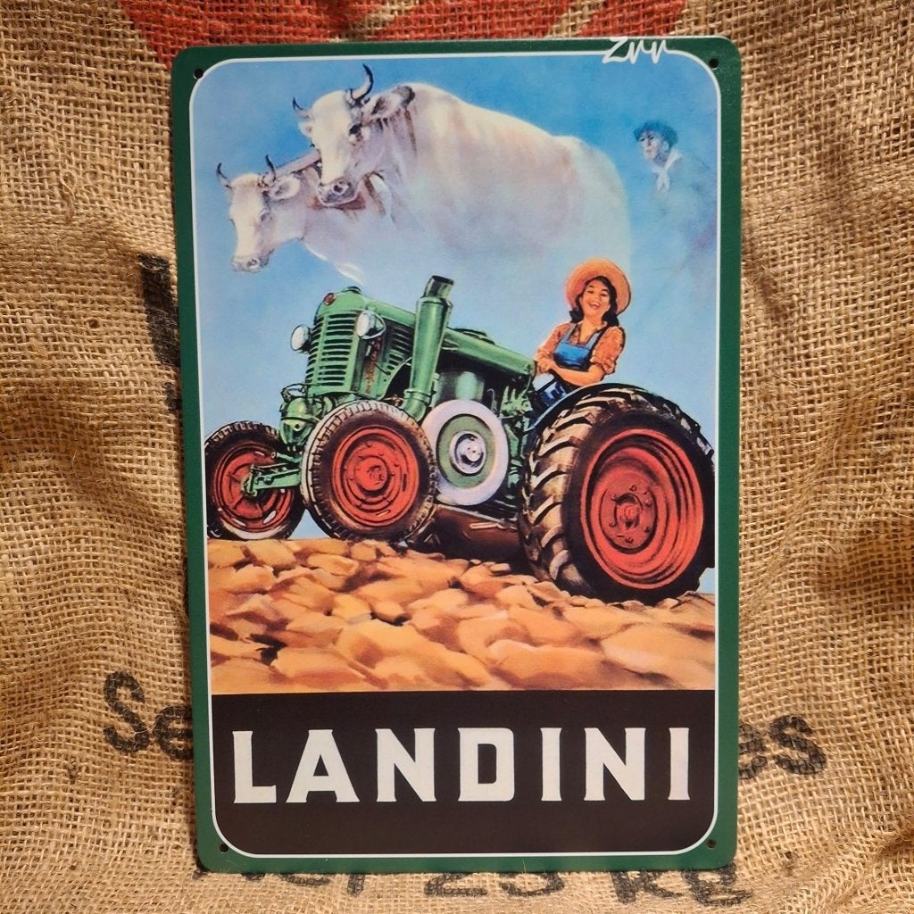 Landini - Metalen wandplaat, Metaal, 30 cm, 20 cm, Meerkleurig