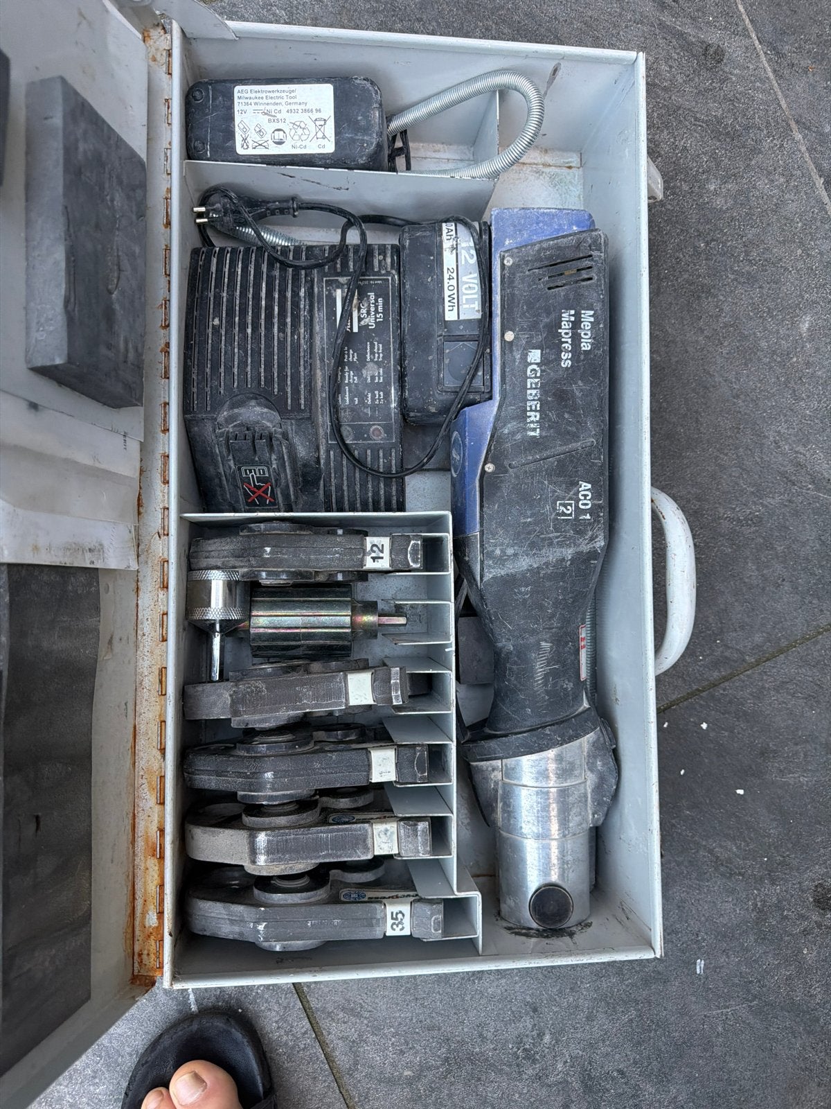 Geberit Mapress ACO 1 persmachine met toebehoren, Ophalen of Verzenden, Gebruikt