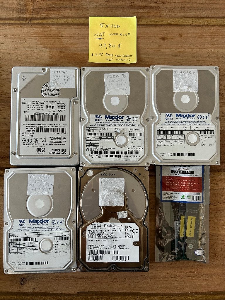 5 x Old Eide PATA Hard Drives + 3 x PC SDRAM  NOT WORKING, Computers en Software, Maxtor, HDD, Ophalen of Verzenden, Desktop