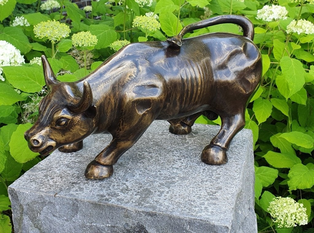 STIER / WALL STREET STIER / BRONS / 37 CM LANG, Dierenbeeld, Nieuw, Info@huisentuindecoratiemarie.nl, Huis en tuin decoratie marie