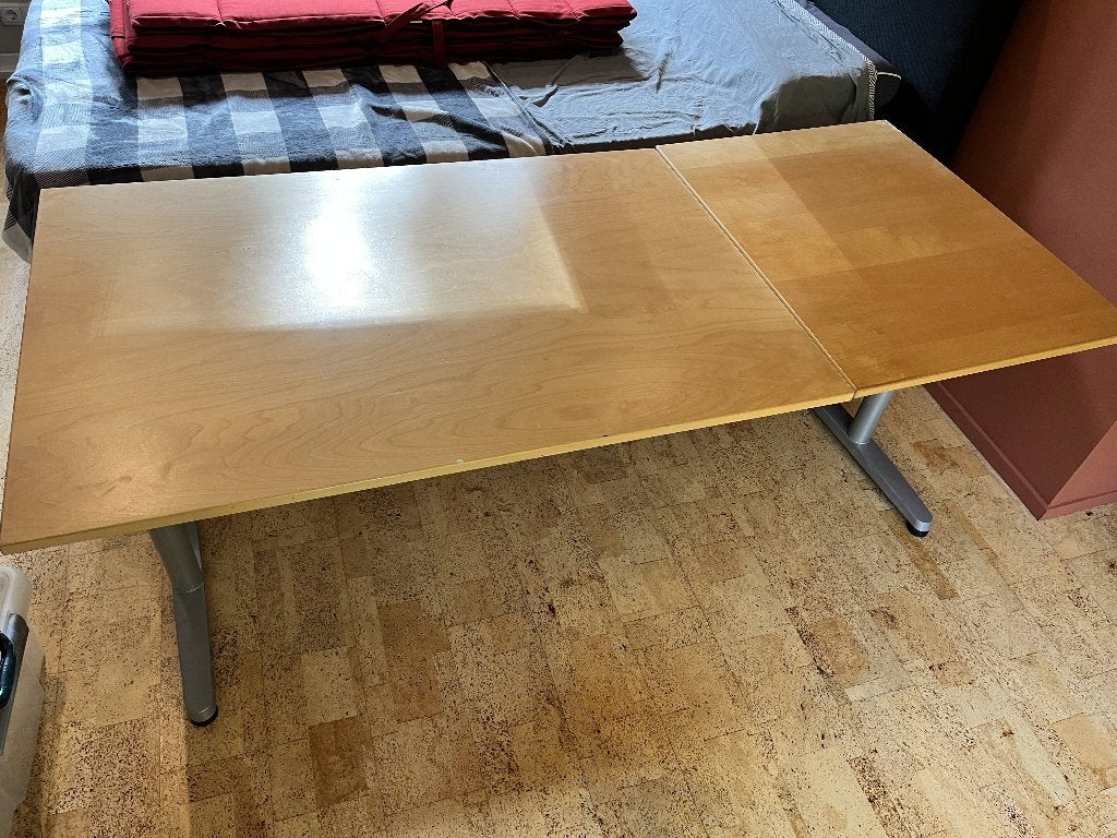 Bureautafel Ikea met verlengstuk 180x80 cm, Ophalen, Overige typen, Gebruikt, In hoogte verstelbaar