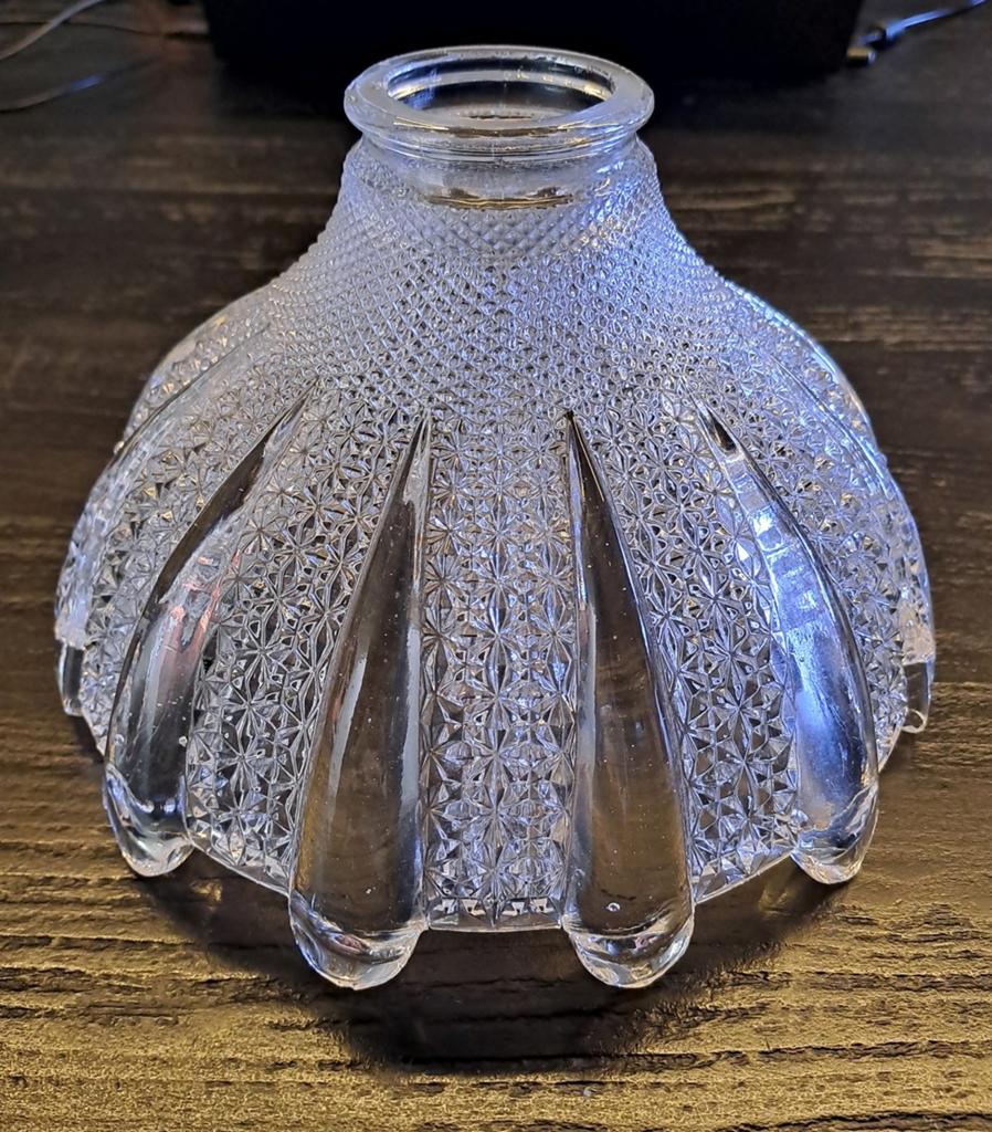 Art Deco lampglas hanglamp holophane, Huis en Inrichting, Lampen | Lampenkappen, Gebruikt, Rond, Ophalen of Verzenden