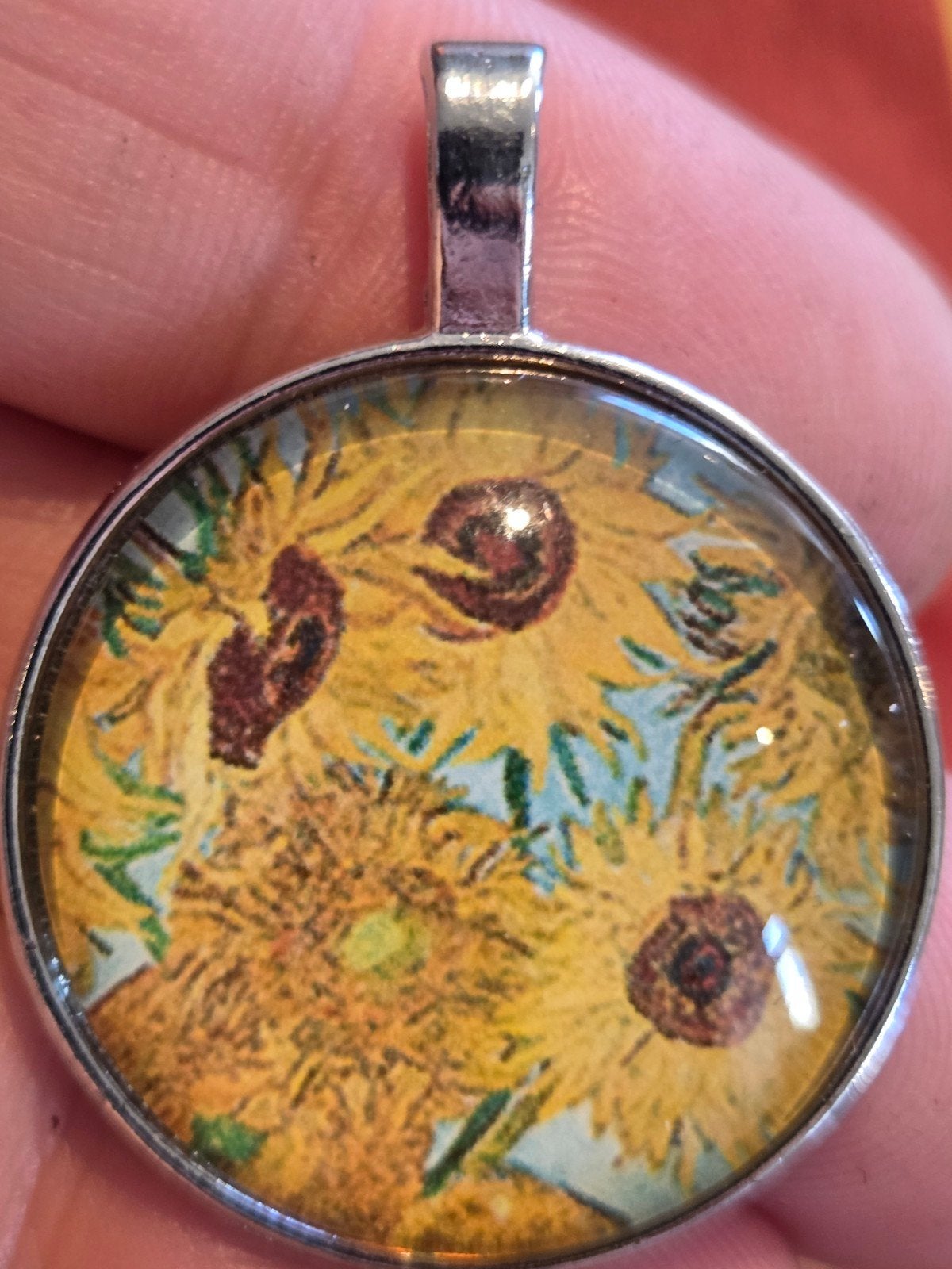 Hanger met nieuw glas - Zonnebloemen van Van Gogh, Sieraden, Tassen en Uiterlijk, Glas of Kristal, Geel, Nieuw, Ophalen of Verzenden
