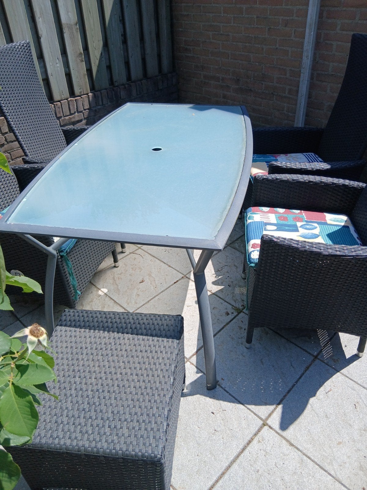 Mooi tuinset tafel,4 verselbare stoelen 2 krukjes, Tuin en Terras, Tuinsets en Loungesets, Ophalen of Verzenden