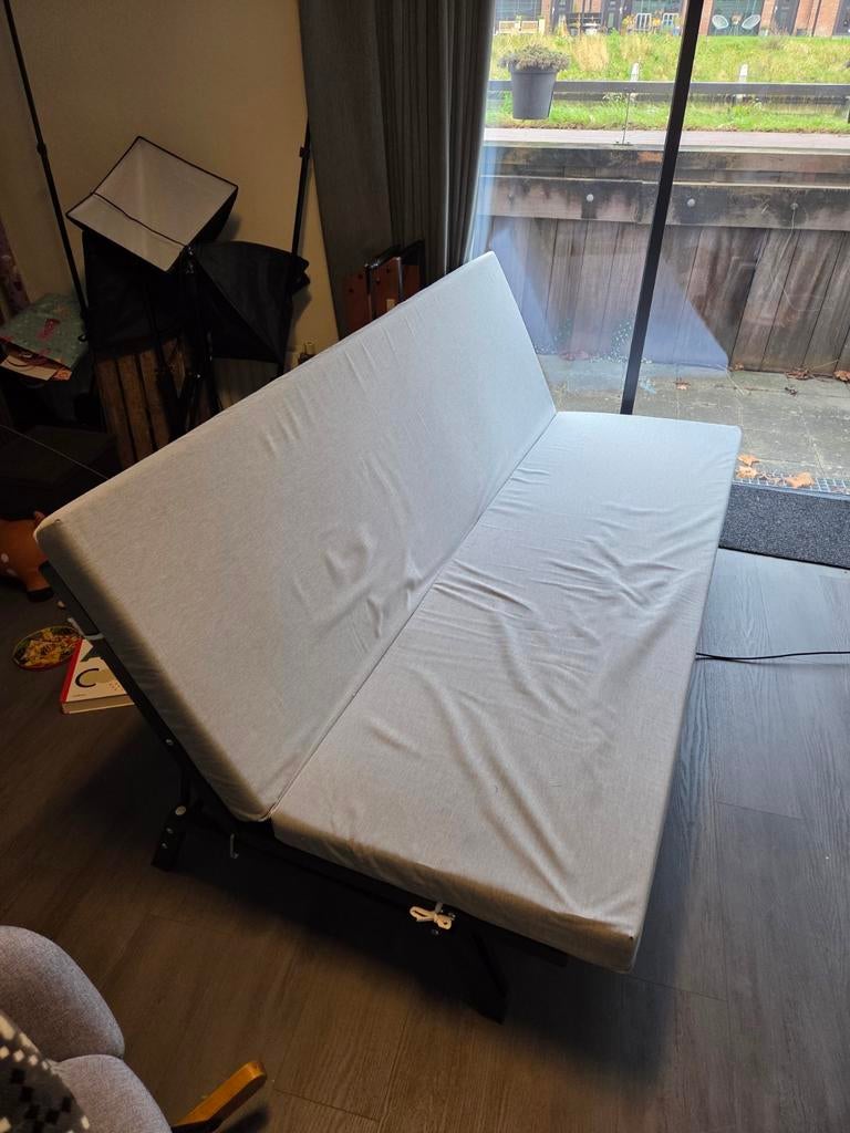 Slaapbank Bäckaby lichtgrijs 200x130cm, Ophalen, Tweepersoons, 140 cm, Zo goed als nieuw