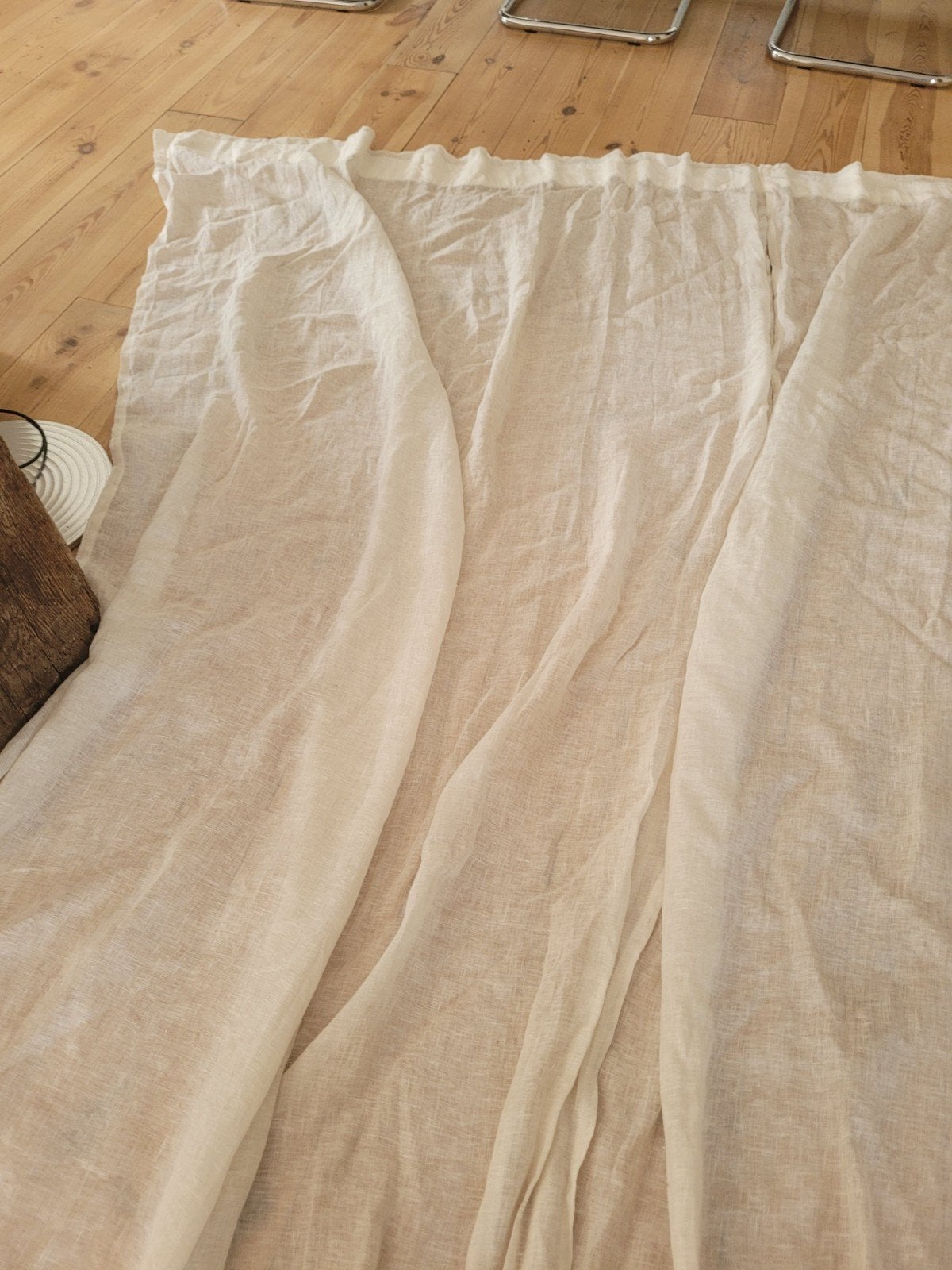 Lichte, transparante linnenlook gordijnen - set van 2, Verzenden, Gebruikt, Wit