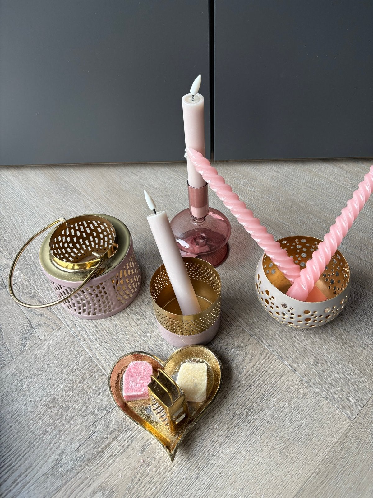Oud Roze Countryfield Accessoires & Kaarsen Set, Huis en Inrichting, Gebruikt, Overige merken, Ophalen of Verzenden, Glas