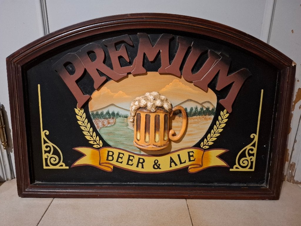 Authentiek houten pubbord Premium Beer & Ale, Ophalen of Verzenden, Nieuw, Reclamebord, Plaat of Schild, Overige merken