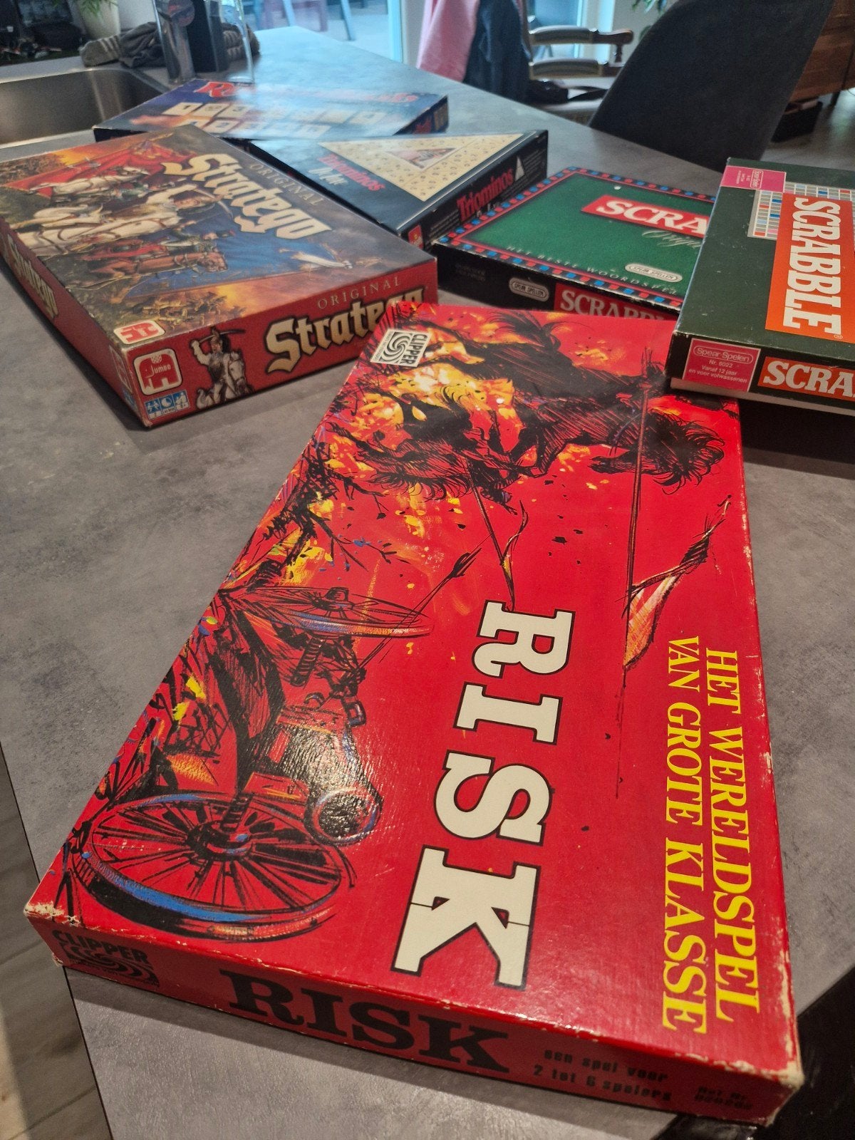 Bordspellen collectie: Scrabble, Risk, Stratego, Rummikub, Vijf spelers of meer, Ophalen of Verzenden, Gebruikt, Jumbo, Clipper, Parker Brothers