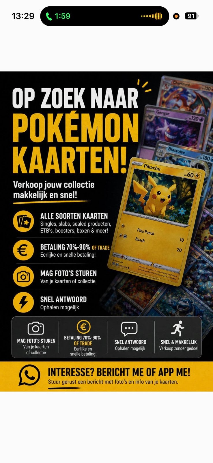 Pokemon kaarten gezocht, Ophalen, Zo goed als nieuw