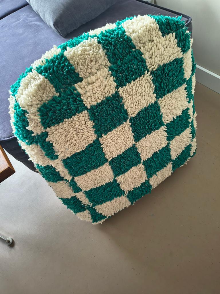 Marokkaanse grondkussens van schapenwol, Huis en Inrichting, Woonaccessoires | Kussens, Gebruikt, Beige, Vierkant, Ophalen of Verzenden