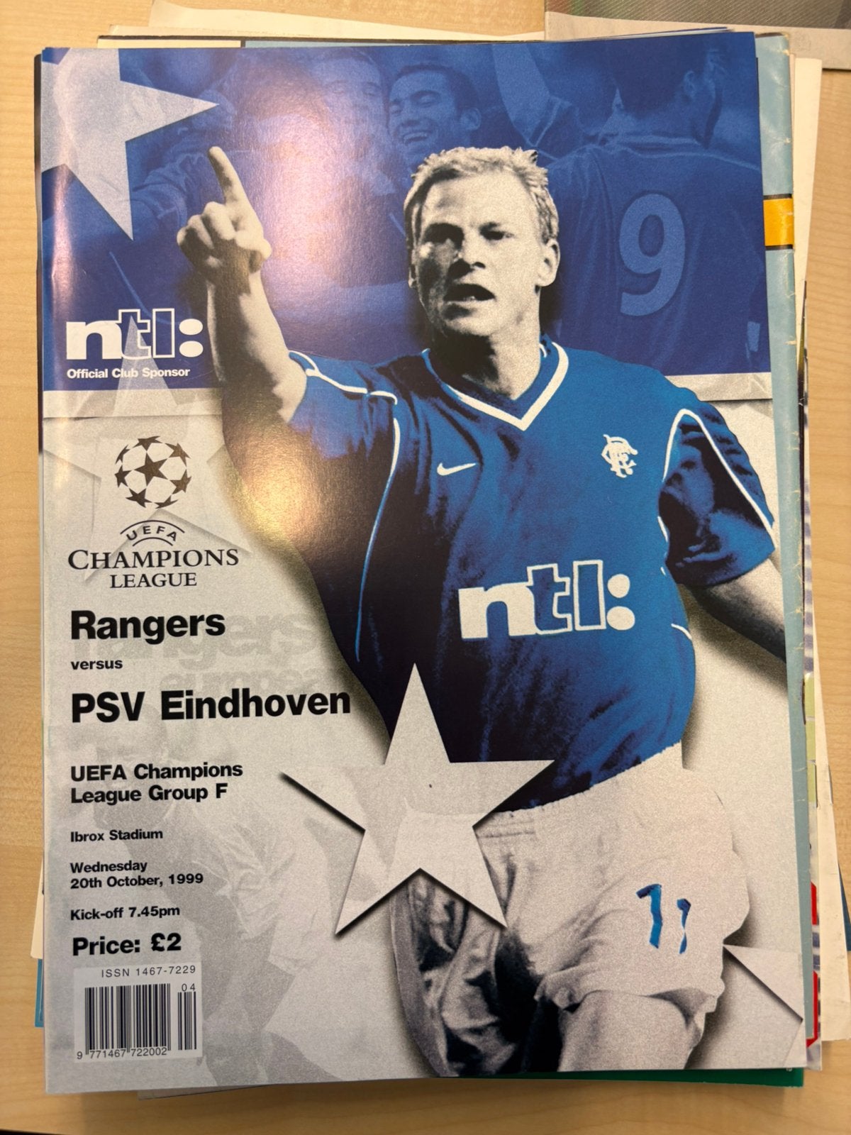 Rangers - PSV programmaboekje, Verzamelen, Ophalen of Verzenden, Zo goed als nieuw, PSV, Boek of Tijdschrift