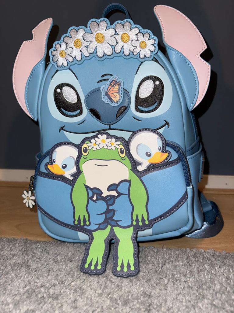 Disney Loungefly Rugzak Stitch Bloemen en Kikker, Minder dan 30 cm, Disney of Dora, Ophalen of Verzenden, Minder dan 25 cm