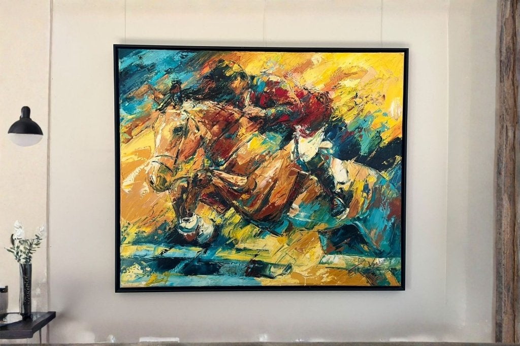 Originele schilderijen Ellen Voets - paard - te koop, Ophalen, Gelimiteerde oplage, Dieren, Olieverf
