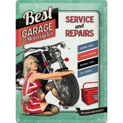 Best garage pinup motor relief reclamebord van metaal deco