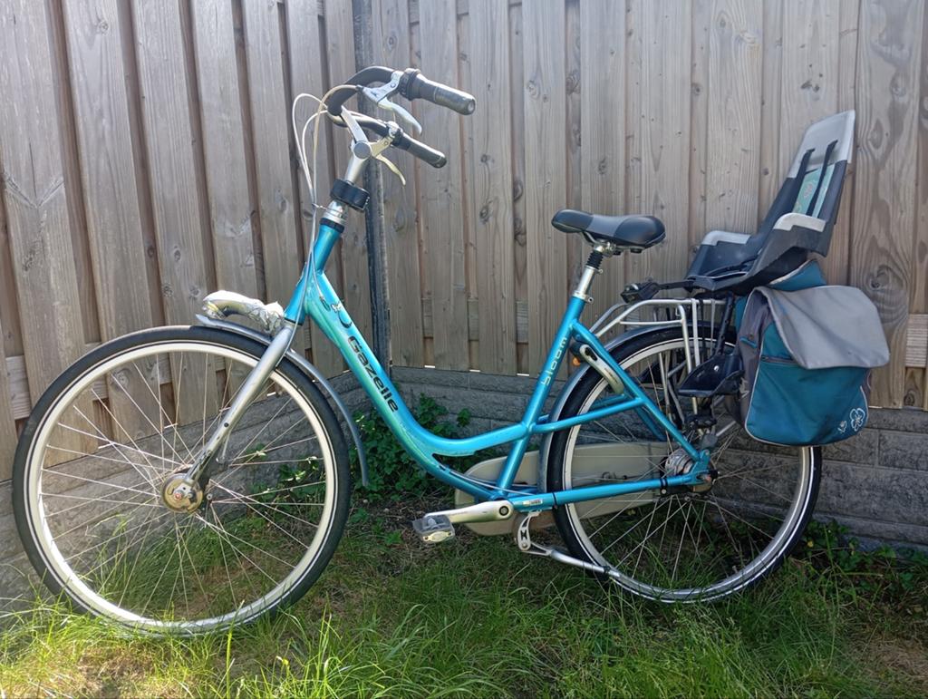 Gazelle Bloom damesfiets met kinderzitje en fietstassen, Ophalen, Gebruikt, Gazelle