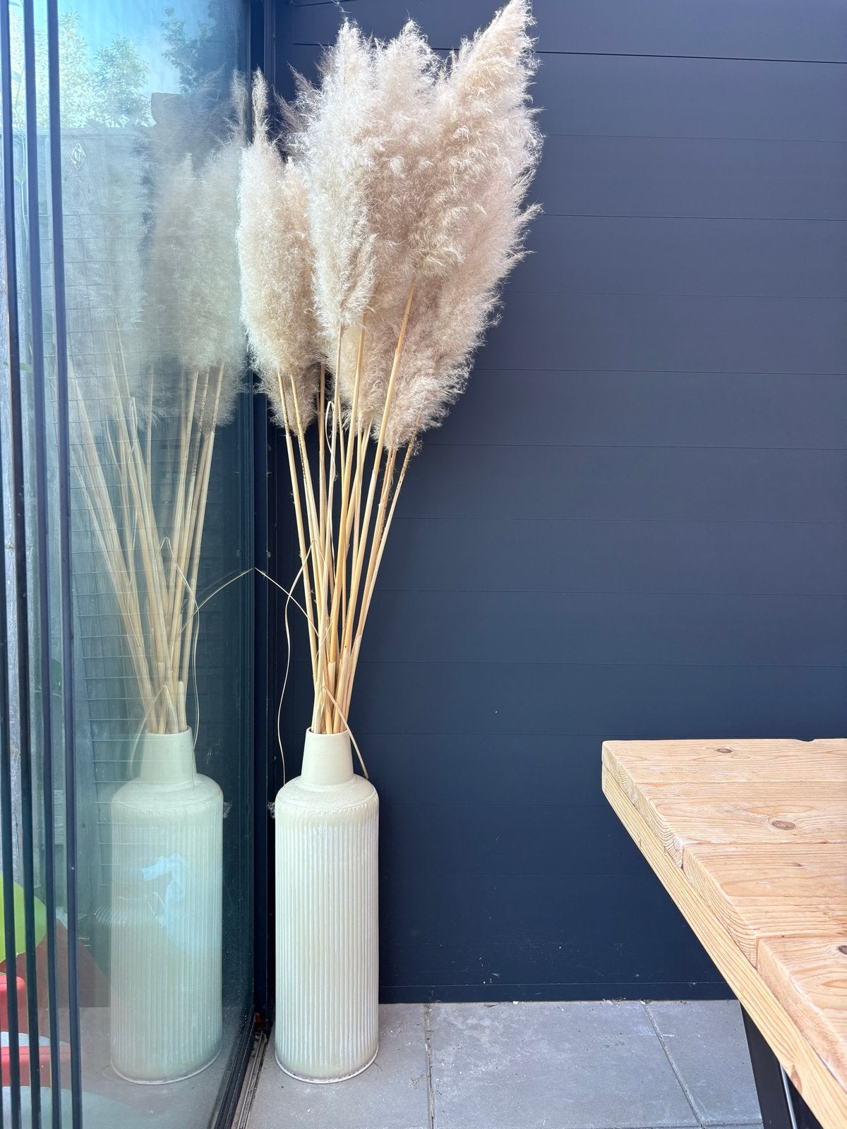 Grote vaas met pampas pluimen, Ophalen, Overige materialen, Gebruikt, Overige kleuren