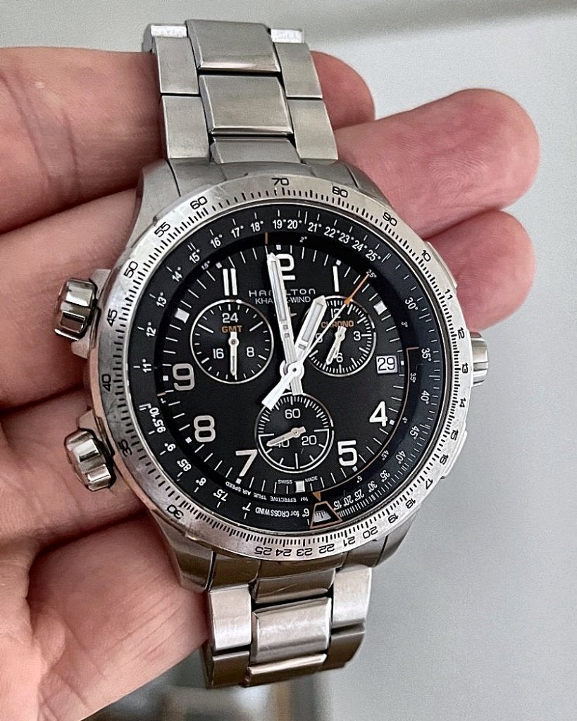 Hamilton Khaki Aviation X-Wind Chronograph H779120, Overige merken, Staal, Staal, Polshorloge