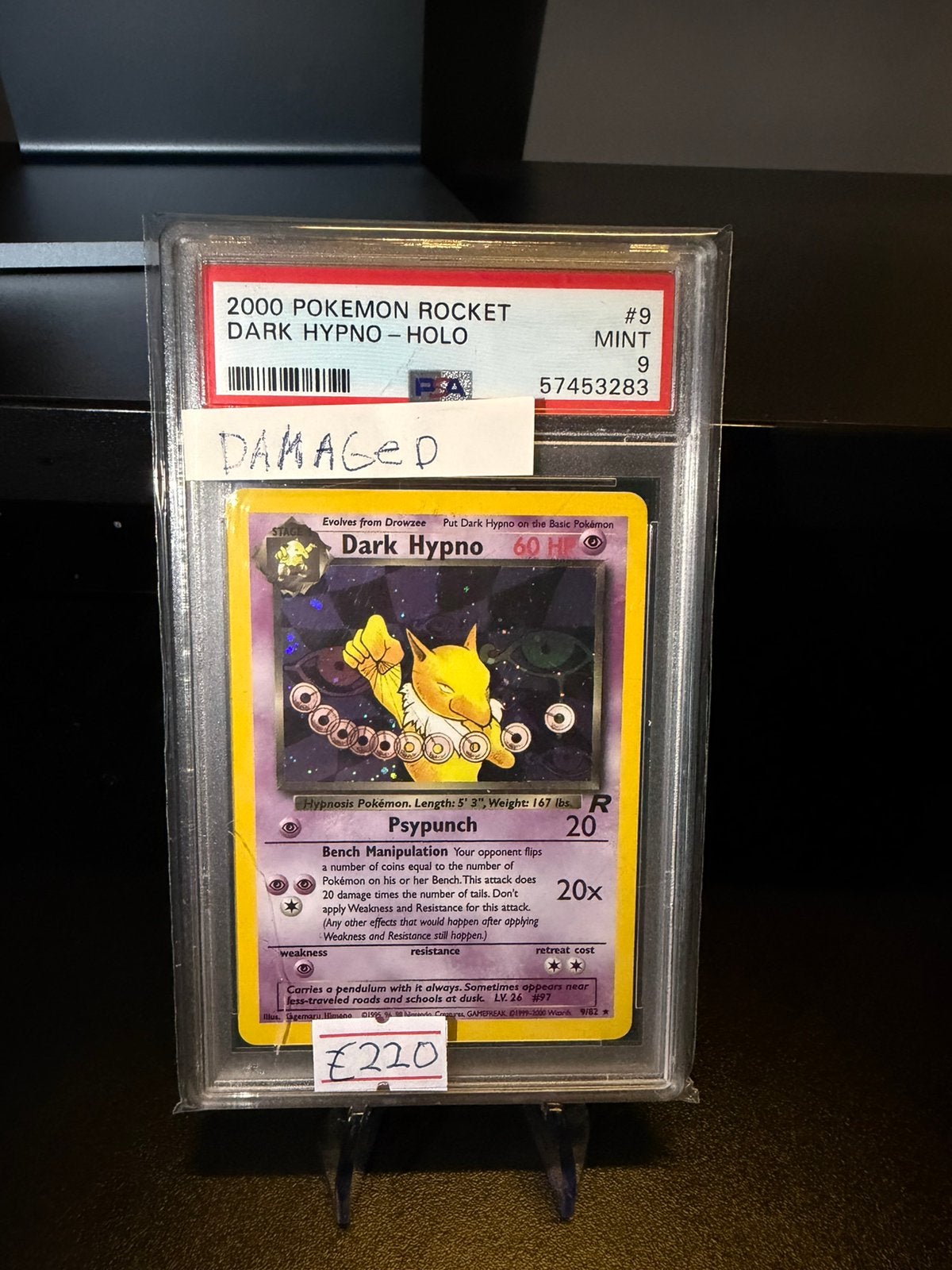 Dark Hypno Holo- Team Rocket 9/82 PSA 9 ENG, Ophalen of Verzenden, Zo goed als nieuw, Losse kaart, Foil