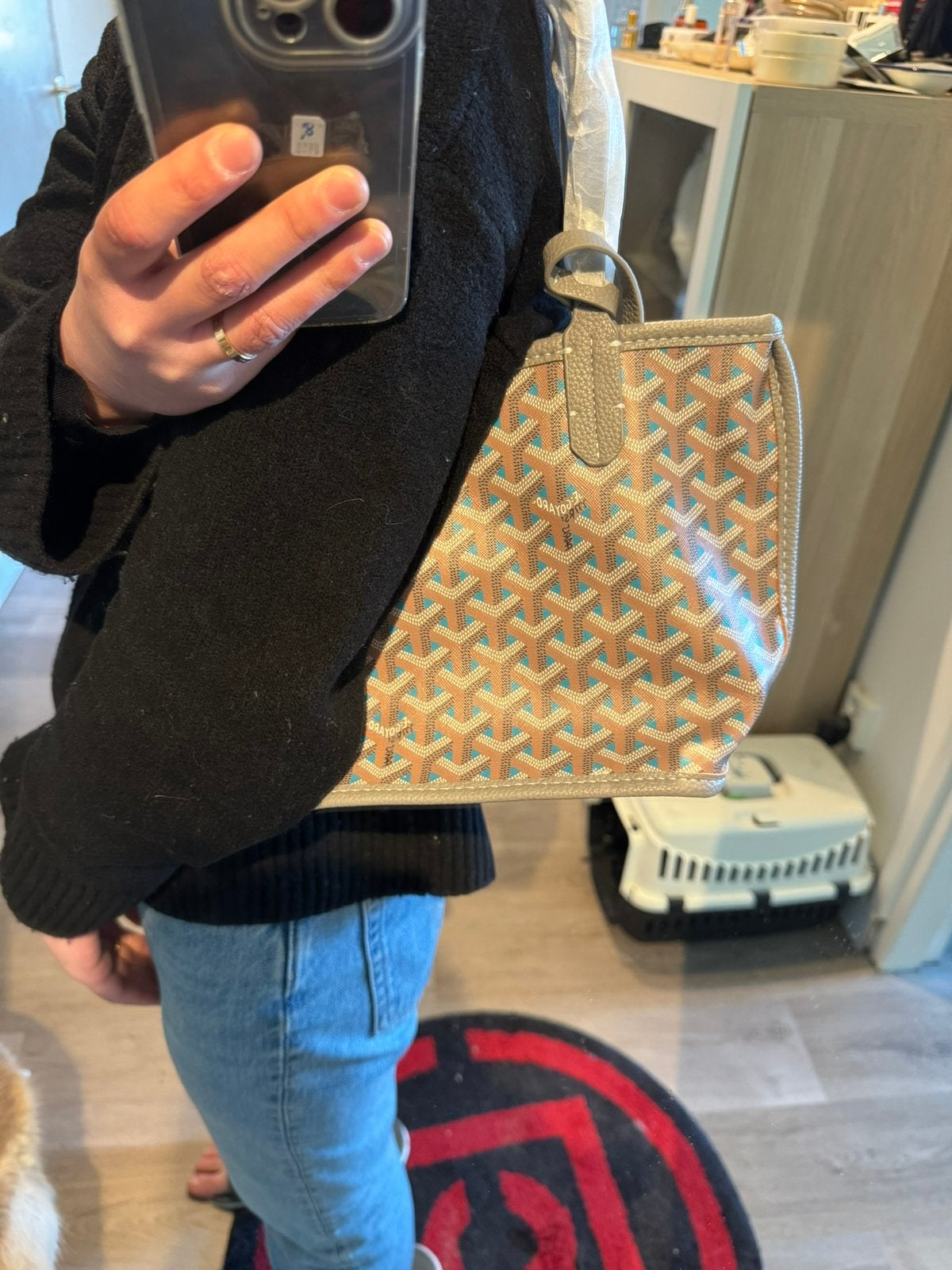 Goyard Bag Grey Mini Tote Bag, Ophalen of Verzenden, Nieuw, Grijs, Shopper