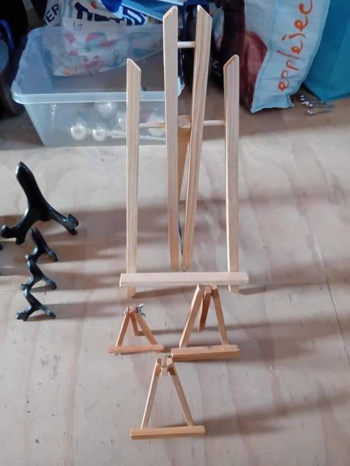 4 x kleine schilder ezel 2 poppen standaards, Huis en Inrichting, Overige typen, Ophalen of Verzenden, Gebruikt