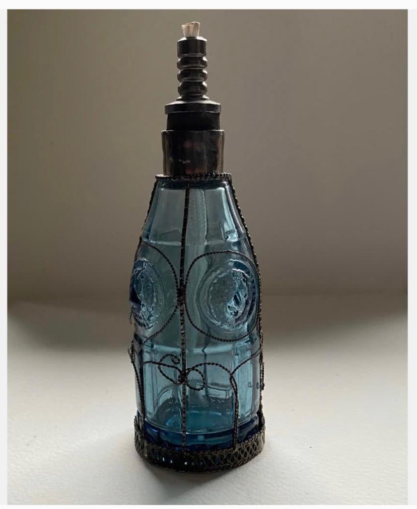 Vintage olielamp incl. lont India 14 cm hoog, Antiek en Kunst, Ophalen of Verzenden