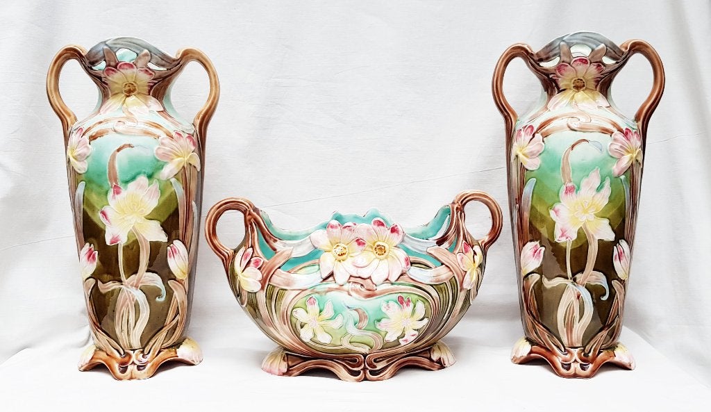 Driedelig Art Nouveau garnituur., Ophalen of Verzenden