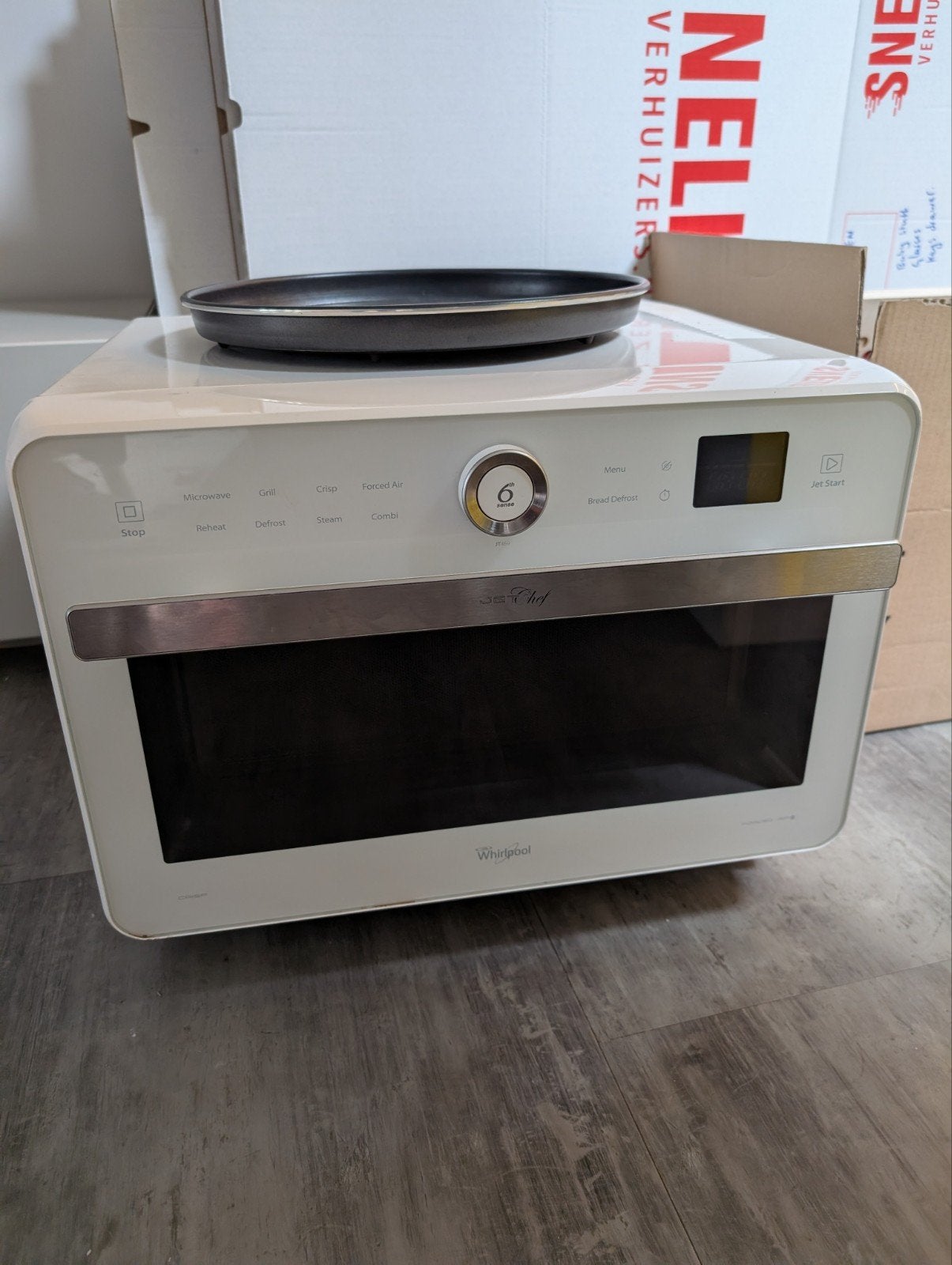 Whirlpool JetChef 6th Sense combimagnetron – werkt perfect, Ophalen, Combimagnetron, Gebruikt, Crisp