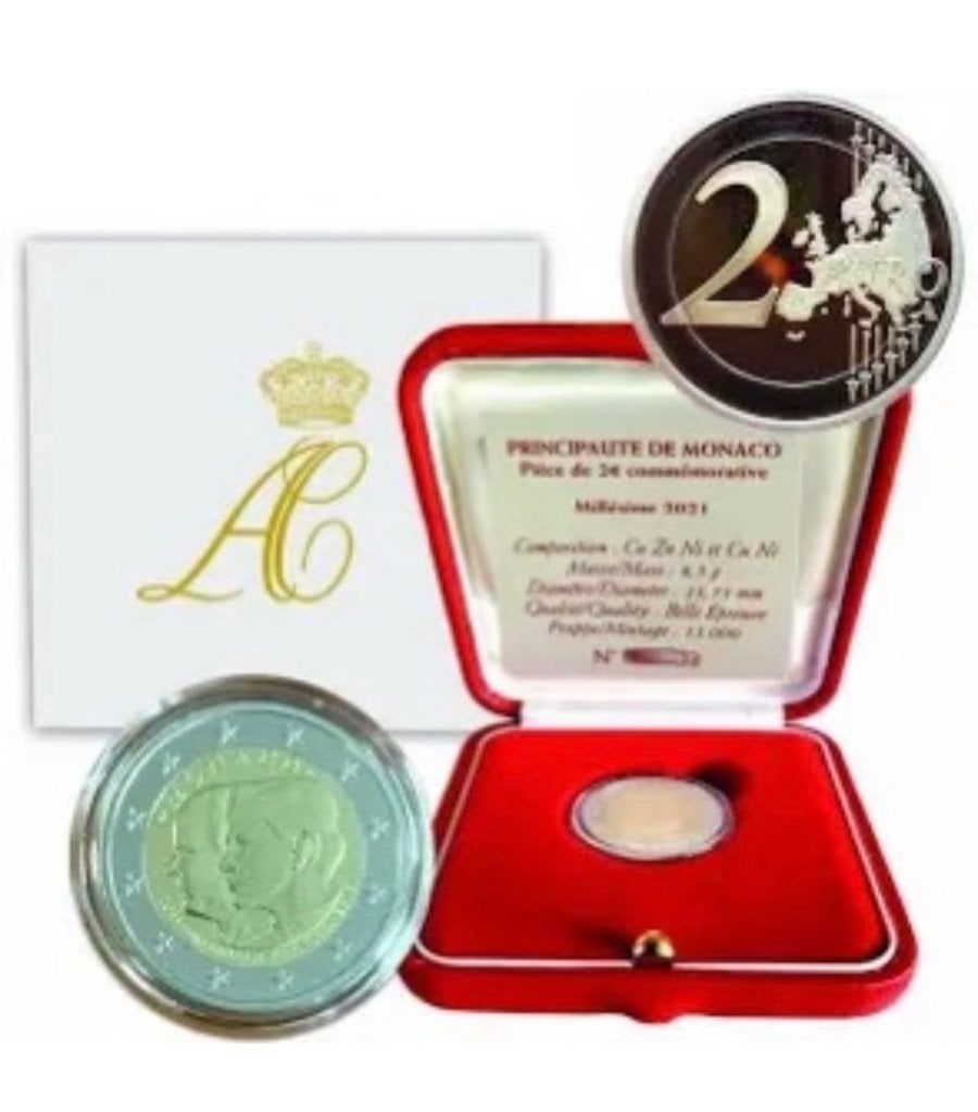 2 euro Monaco “10 jaar Huwelijk Albert/Charlene’’ Proof 2021, Postzegels en Munten, Munten | Europa | Euromunten, Verzenden, Monaco