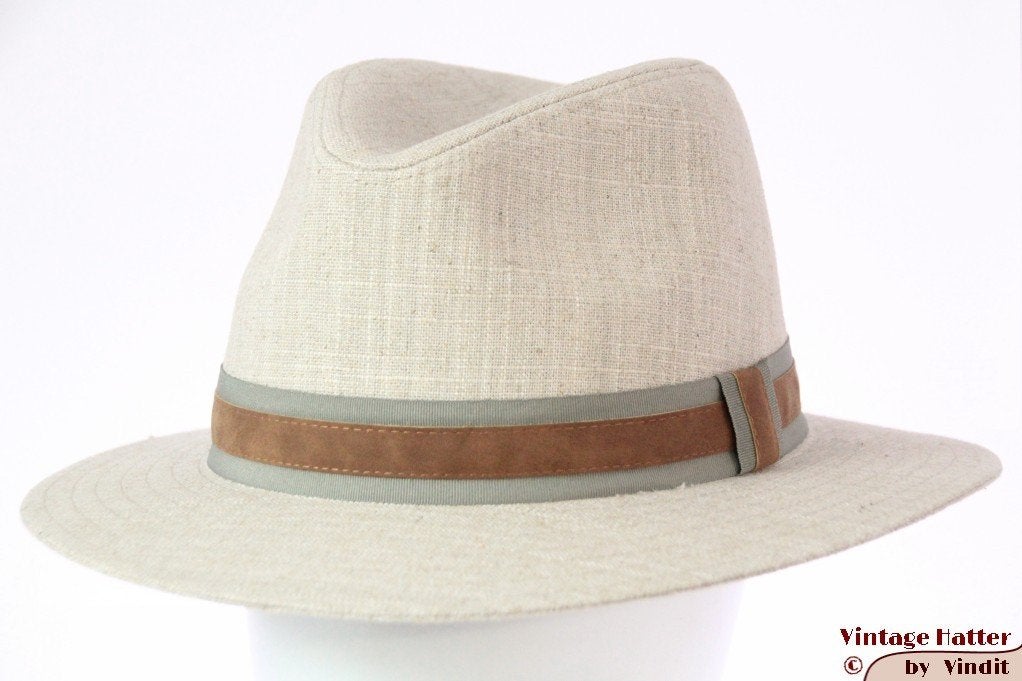 Outdoor gleufhoed Hawkins ecru beige linnen maat 60 nieuw, 60 cm (XL, 7½ inch) of meer, Hoed, Nieuw, Ophalen of Verzenden