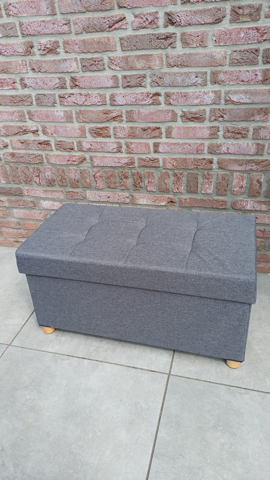 Voetenbankje Opbergbank Opbergkist Poef Grijs Stof 75x38x40c, Minder dan 50 cm, Overige materialen, 50 tot 100 cm, Nieuw