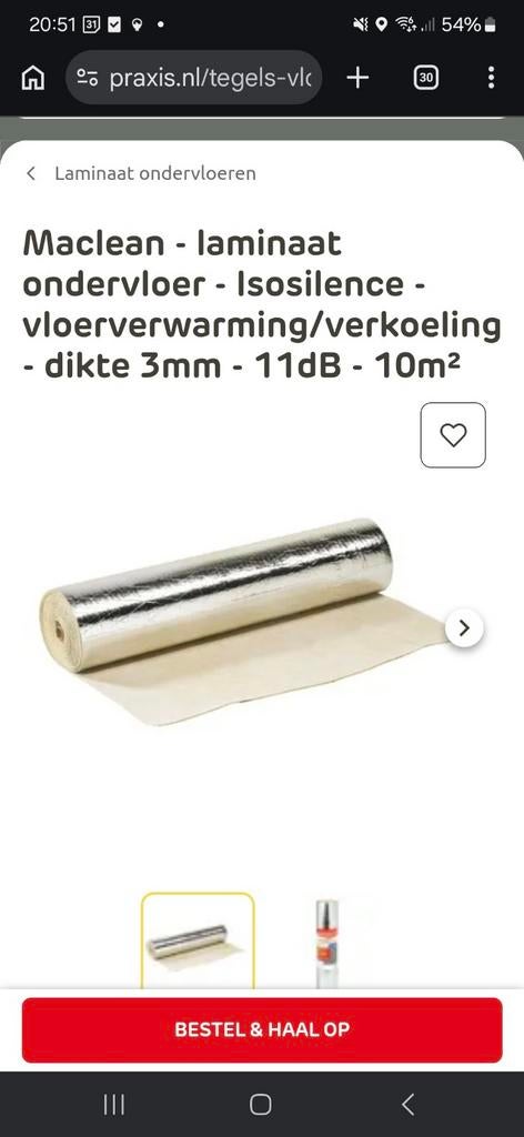 Maclean laminaat ondervloer - 5,5m², Minder dan 4 cm, Overige materialen, Nieuw, Vloerisolatie
