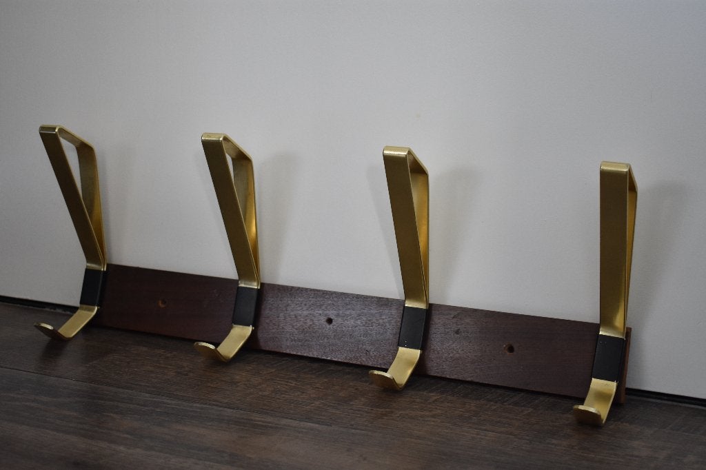 Retro vintage art deco houten met metalen kapstok jrn 60 70, Huis en Inrichting, Woonaccessoires | Kapstokken, Wandkapstok, Gebruikt