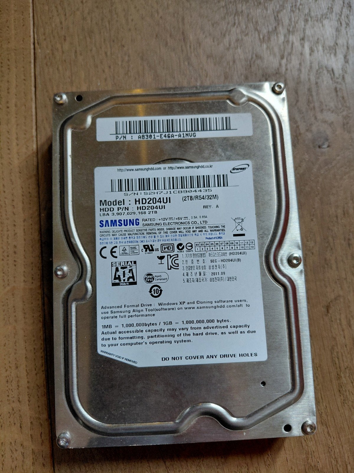 2TB samsung HDD, Computers en Software, Harde schijven, Intern, 2TB, Gebruikt, Ophalen of Verzenden