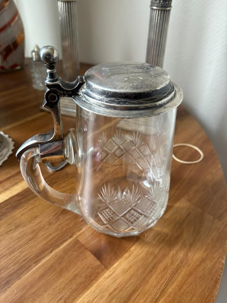 Verzilverde bier pul, Verzamelen, Ophalen of Verzenden, Gebruikt, Bierglas