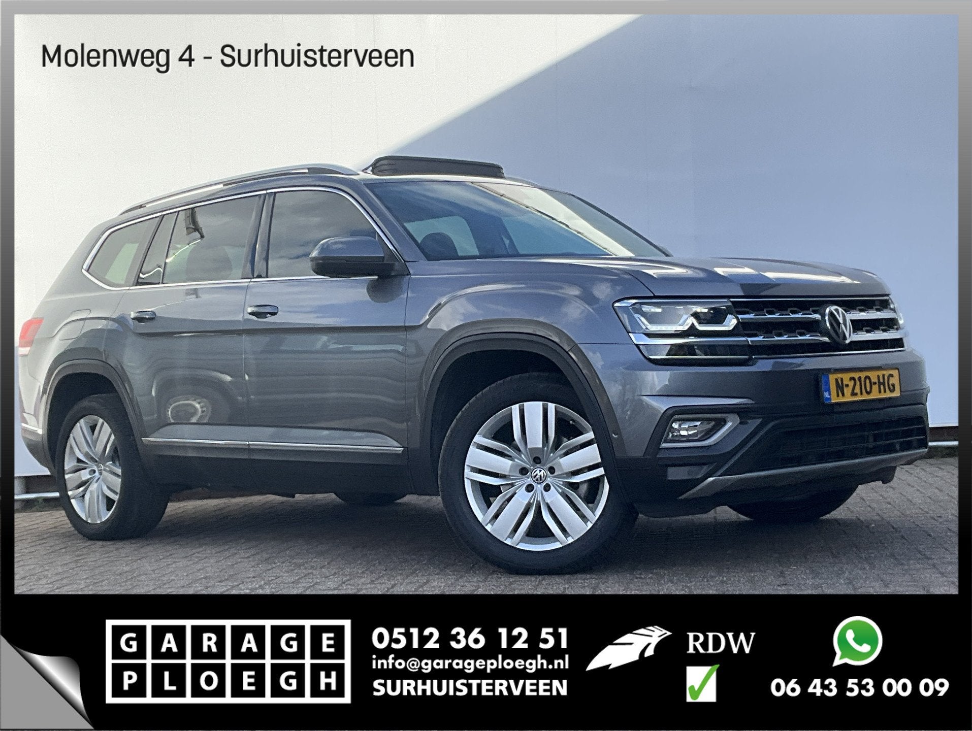 Volkswagen Atlas 3.6 VR6 277pk 7-Pers Pano Memory Stoelverw+, Automaat, 2005 kg, 7 stoelen, 277 pk