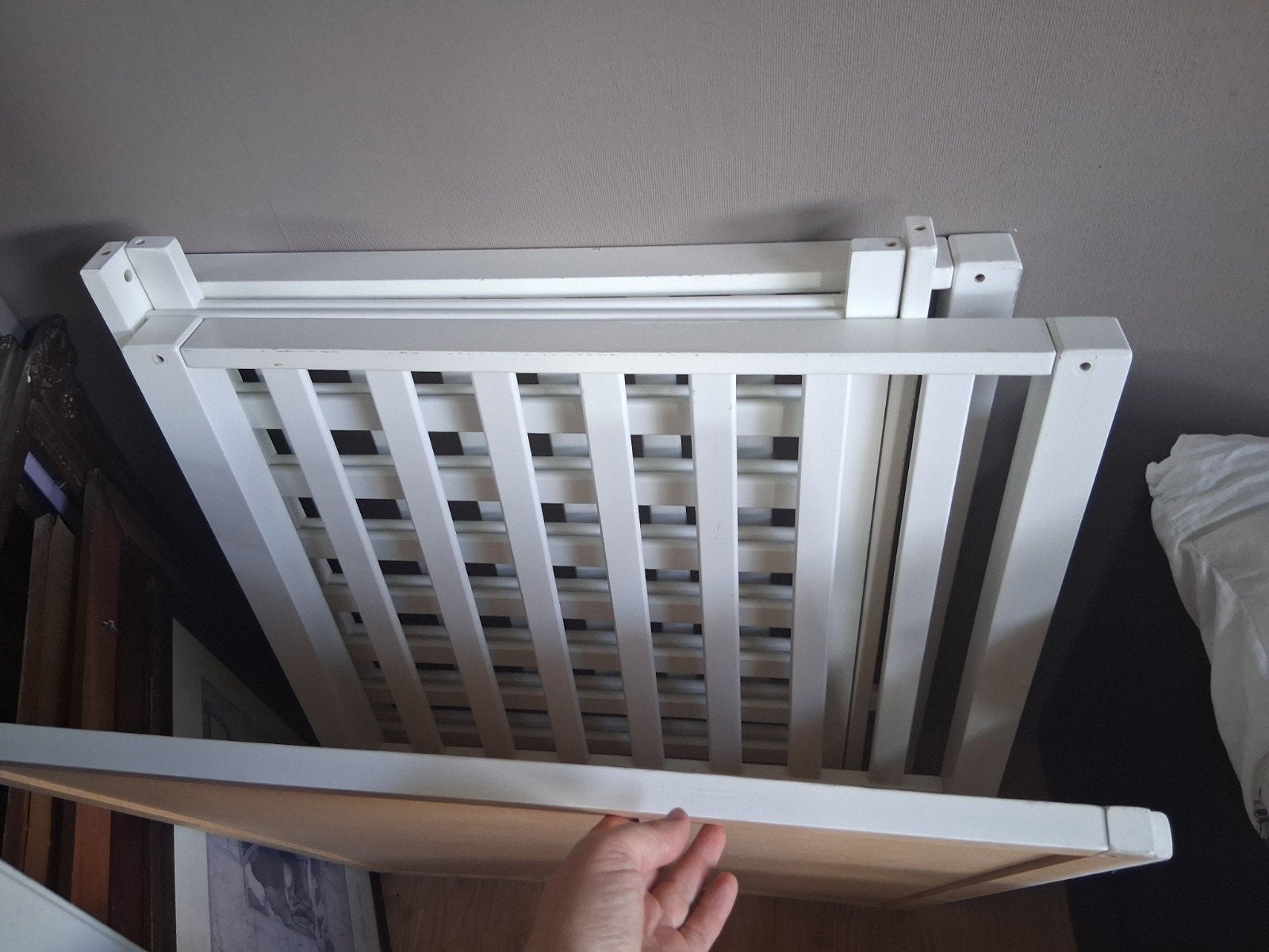 Witte baby box met gebruikssporen, al gedemonteerd, Ophalen, Gebruikt, Rechthoekig