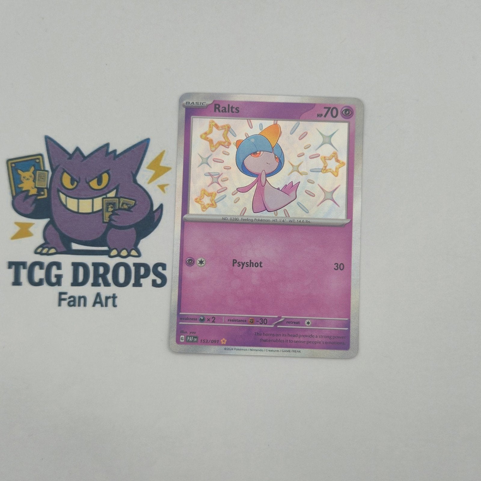 Ralts PAF153/091 Paldean Fates, Ophalen of Verzenden, Nieuw, Losse kaart, Foil