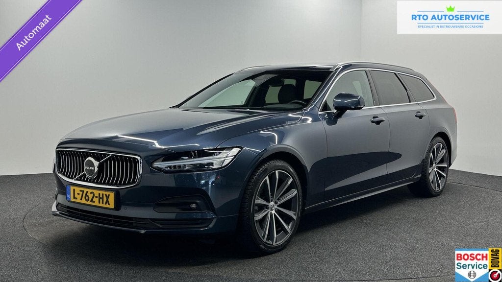 Volvo V90 2.0 B4 Business Pro LEER TREKHAAK CAMERA CARPLAY N, Auto's, Euro 6, 4 cilinders, Blauw, Automatische klimaatregeling