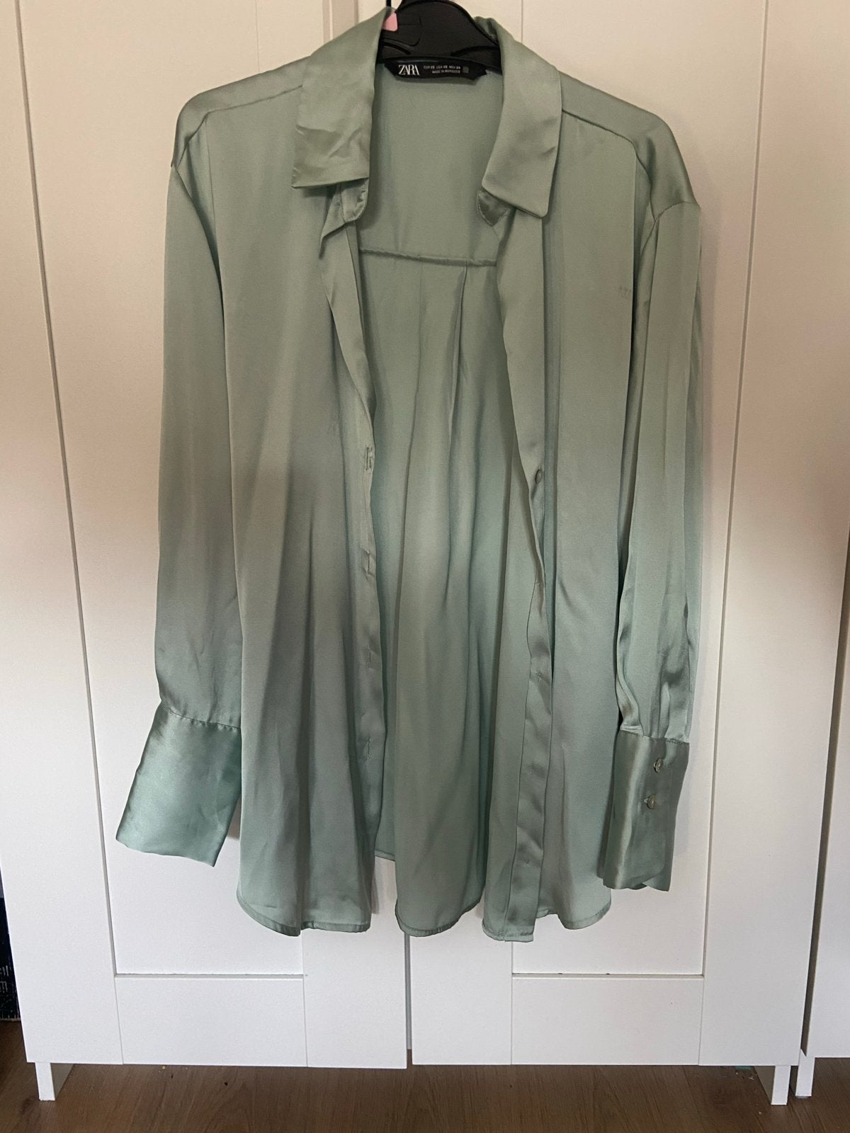 Zara satijnen blouse - mintgroen, Verzenden, Zo goed als nieuw, Maat 36 (S), Groen