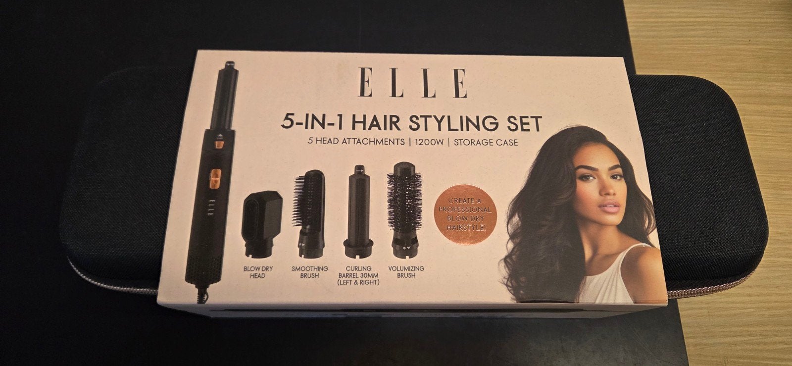 Elle 5-in-1 Haarstyling Set - Föhn, Borstels, Krultang Nieuw, Ophalen of Verzenden, Nieuw, Haarverzorging
