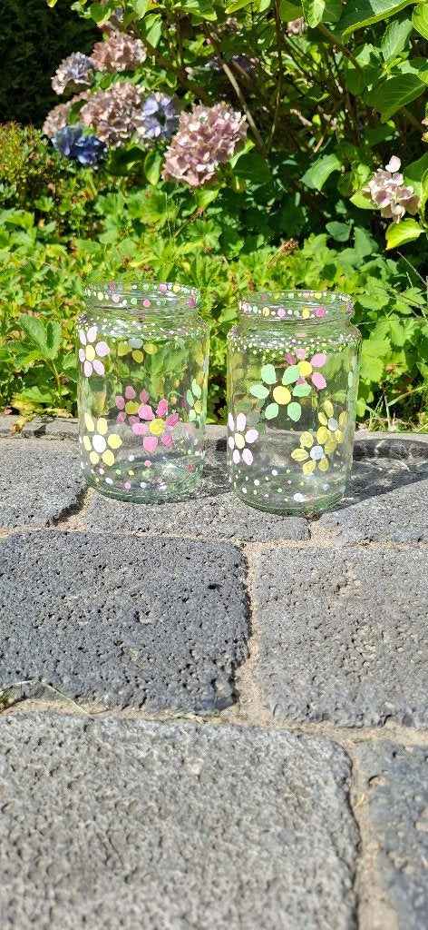 Handgemaakte glazen potten. NIEUW!, Meerkleurig, Boho, Nieuw, Ophalen of Verzenden