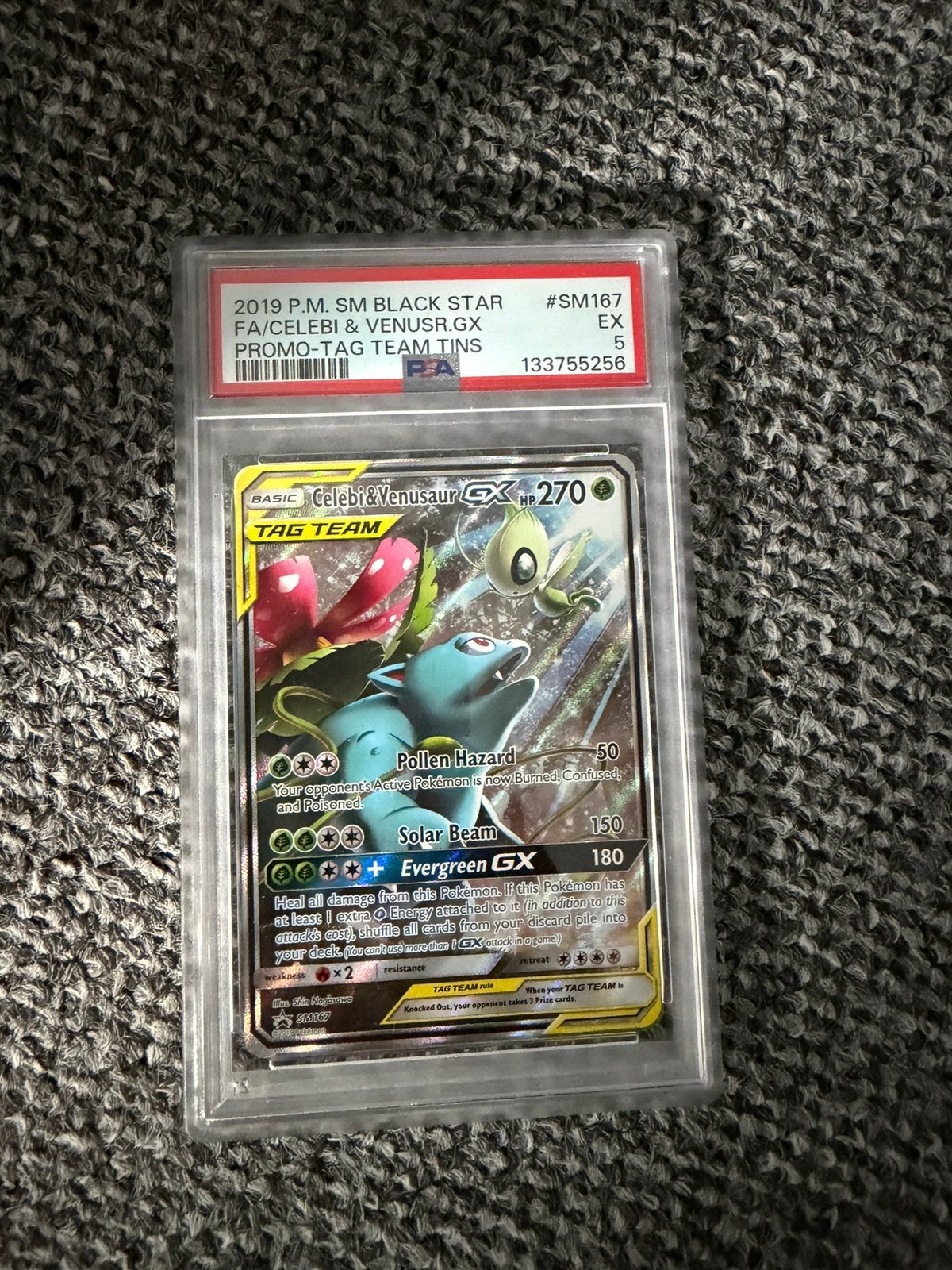 Pokemon celebi & venusaur GX, Ophalen of Verzenden, Zo goed als nieuw, Losse kaart, Foil