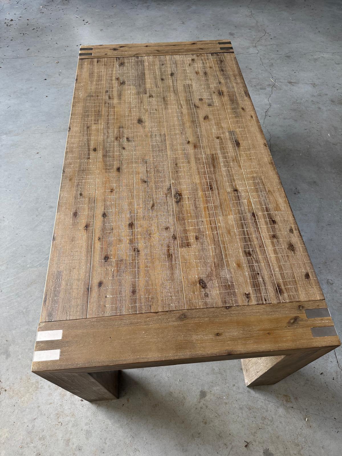 Eettafel, massief acacia hout, uitschuifbaar, Huis en Inrichting, Ophalen, 200 cm of meer, 50 tot 100 cm, Zo goed als nieuw