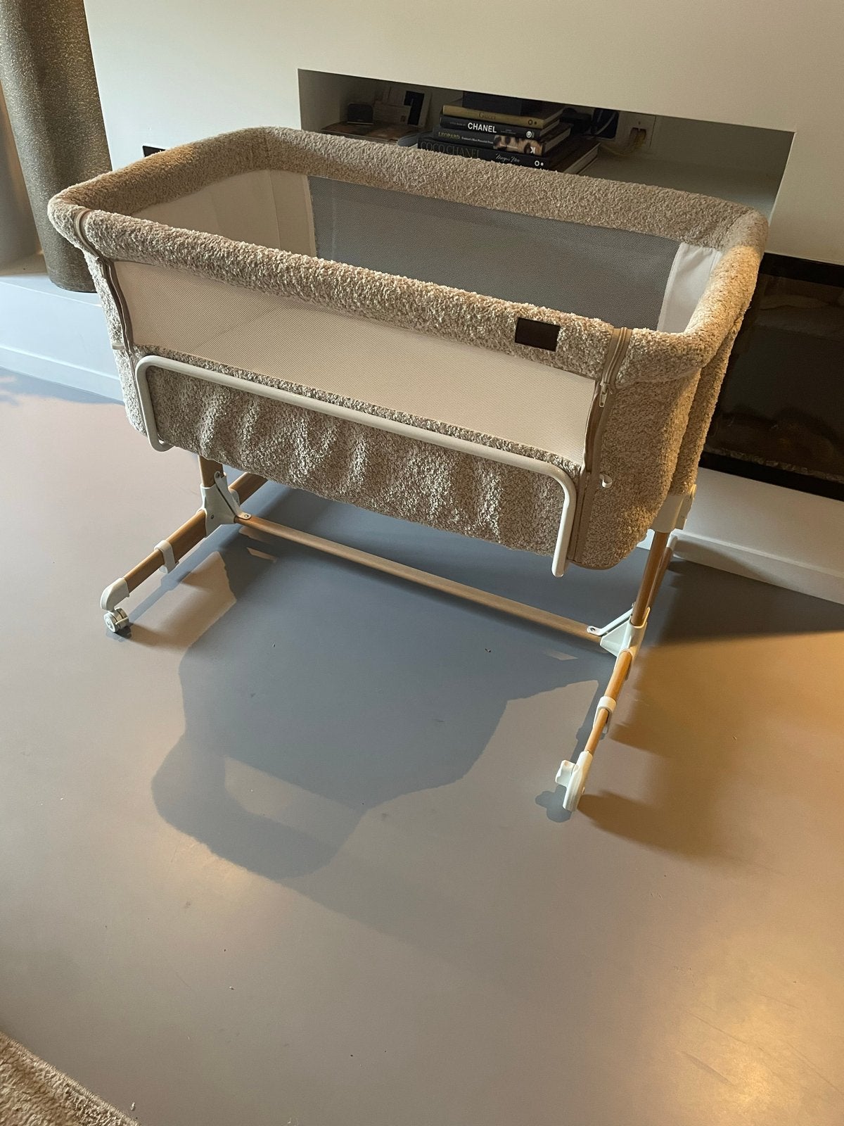 Quax Co-Sleeper/Wieg Side-by-Side Naturel Bouclé - Sheep, Ophalen, Zo goed als nieuw, Wieg