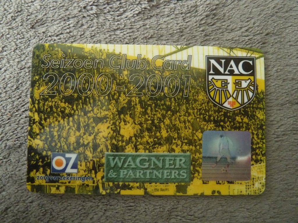 Seizoenclubcard  NAC 2000/2001. Blauwe achterk  SPNSR + SP, Ophalen of Verzenden, Gebruikt, NAC Breda, Overige typen